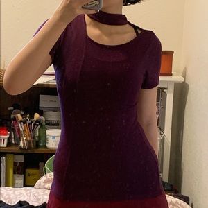 Free people burgundy top with cutout detail